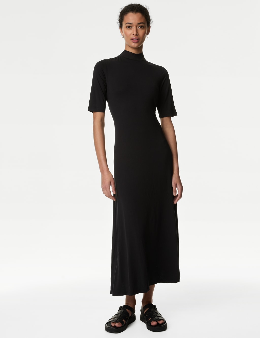 Jersey Funnel Neck Maxi Column Dress 4 of 5