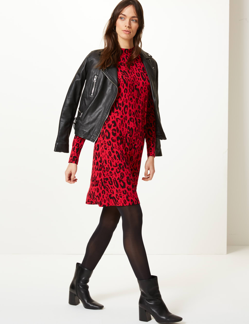 Jersey Animal Print Swing Mini Dress M S Collection M S