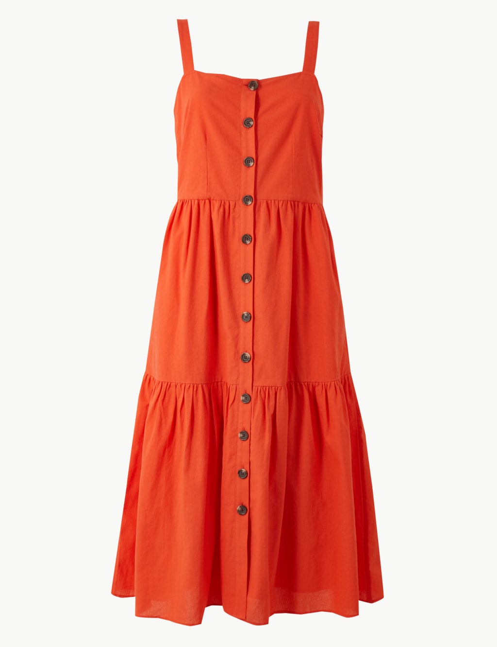 Pure Cotton Button Detailed Slip Midi Dress 2 of 4