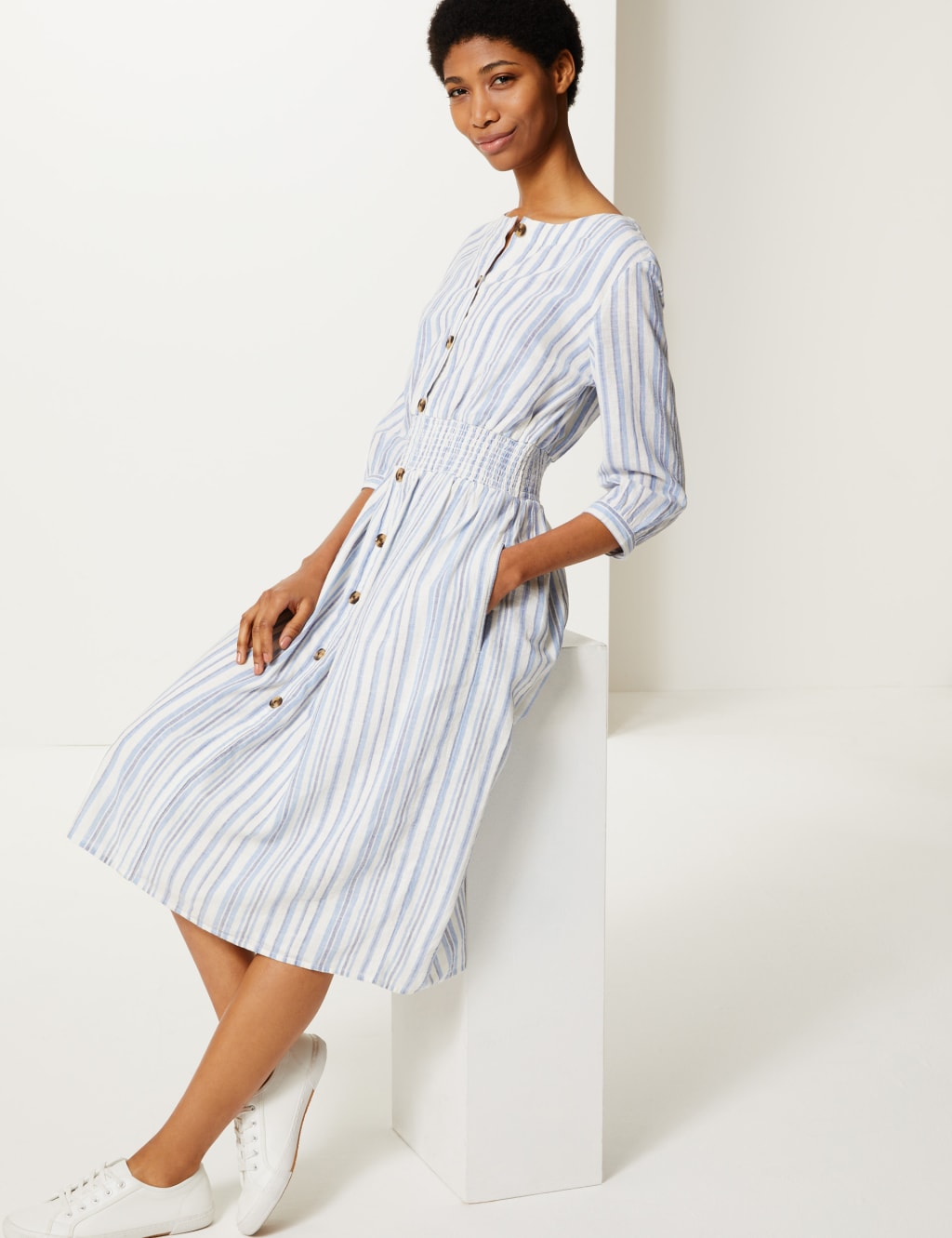M&s striped dress on sale