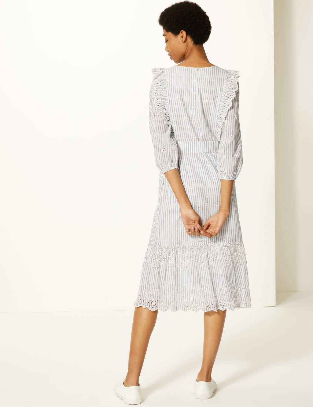 Pure Cotton Striped Waisted Midi Dress 4 of 4