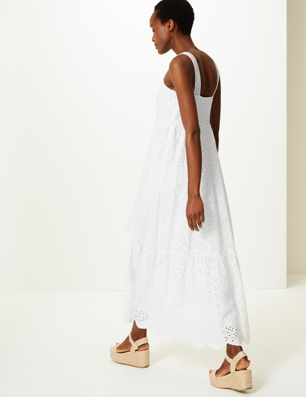 Pure Cotton Embroidered Waisted Maxi Dress 4 of 5