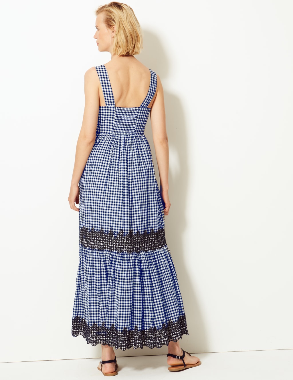 Pure Cotton Gingham Slip Maxi Dress 4 of 4
