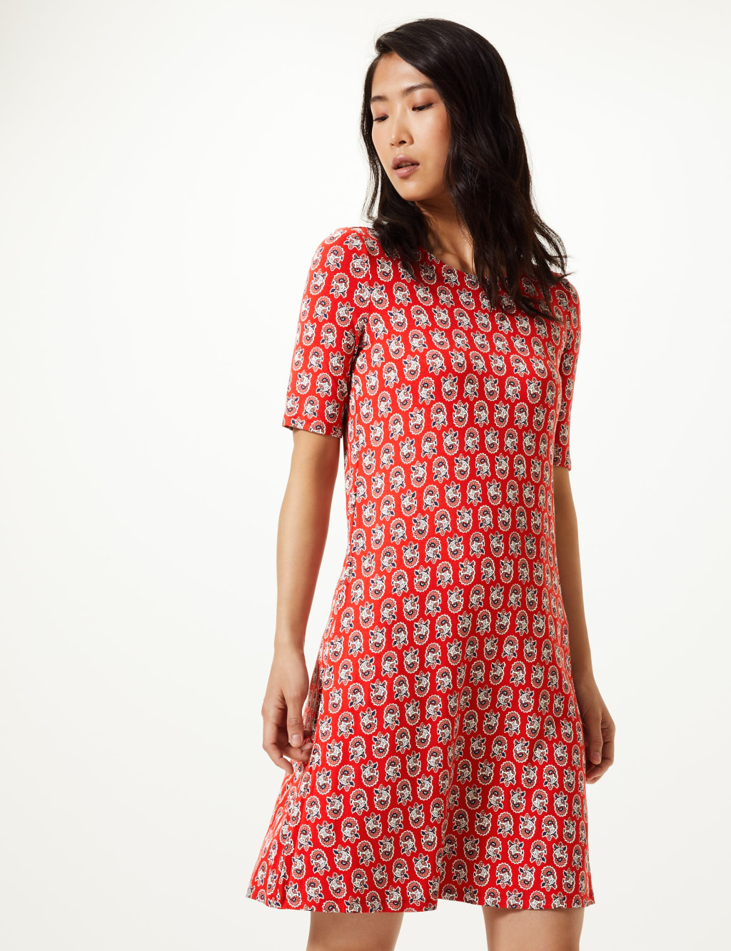 Floral Print Jersey Swing Dress M S Collection M S