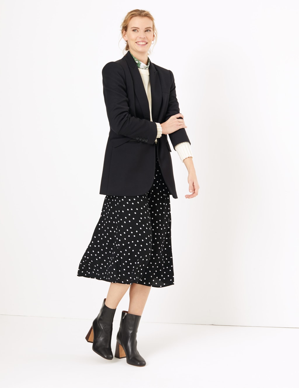 Polka Dot A Line Midi Skirt M S Collection M S