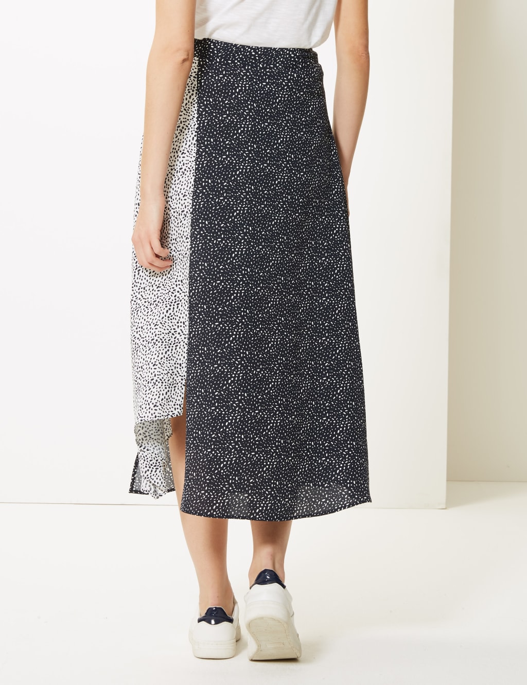 Polka Dot Asymmetric Midi Skirt 4 of 4