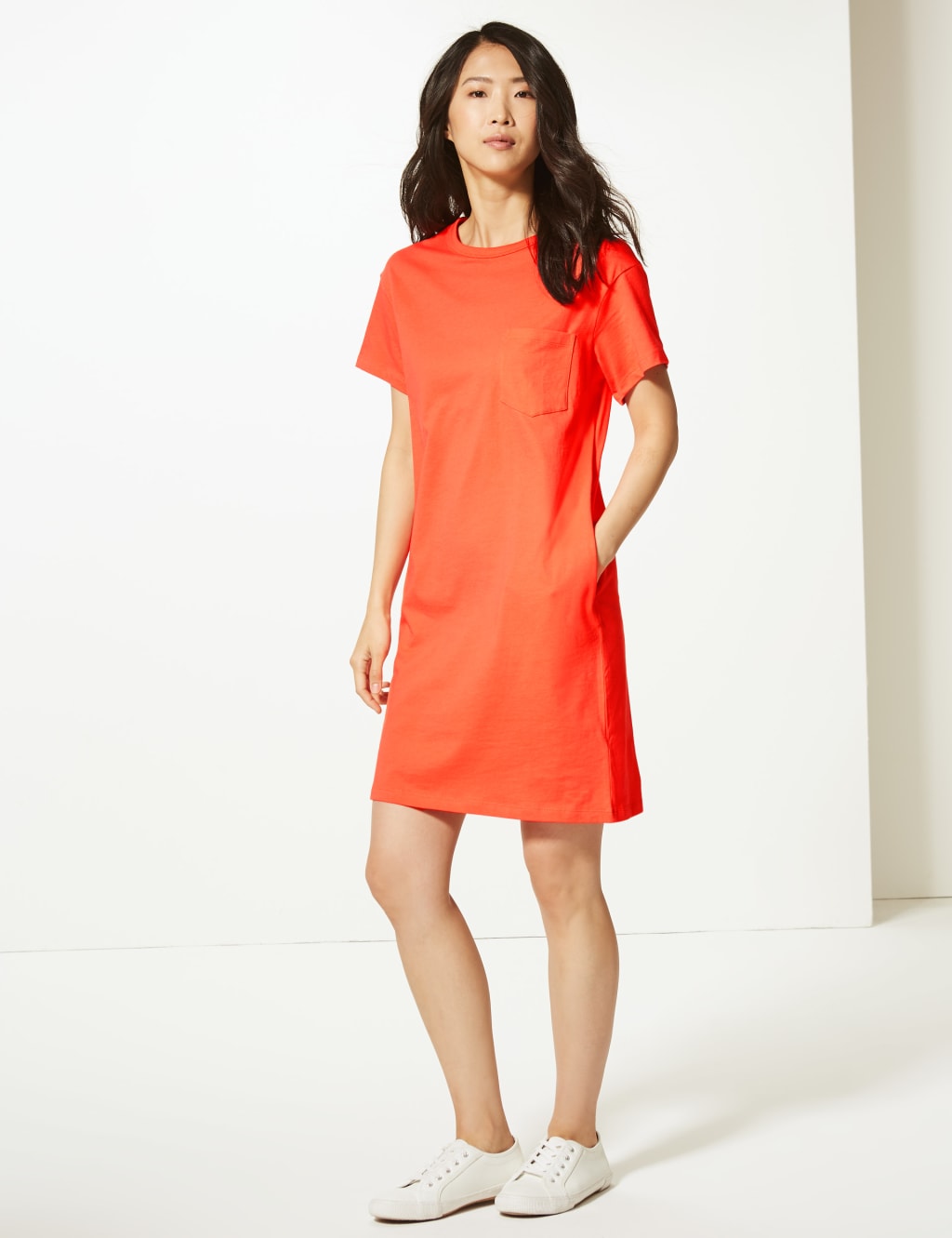Pure Cotton Patch Pocket T Shirt Dress M S Collection M S