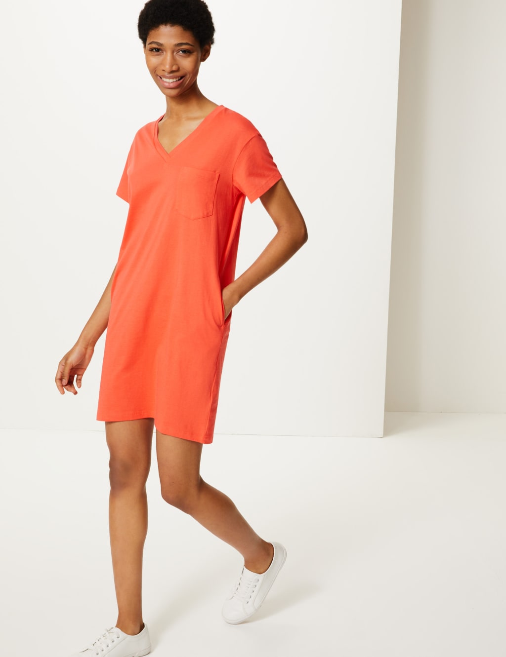 Pure Cotton Patch Pocket T Shirt Dress M S Collection M S