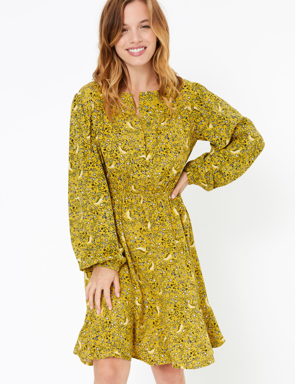 PETITE Floral Mini Waisted Dress M S Collection M S