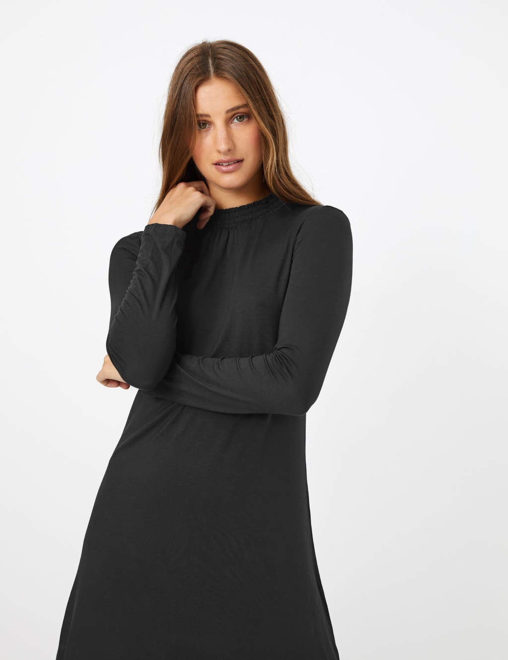 Long sleeve jersey swing dress hot sale