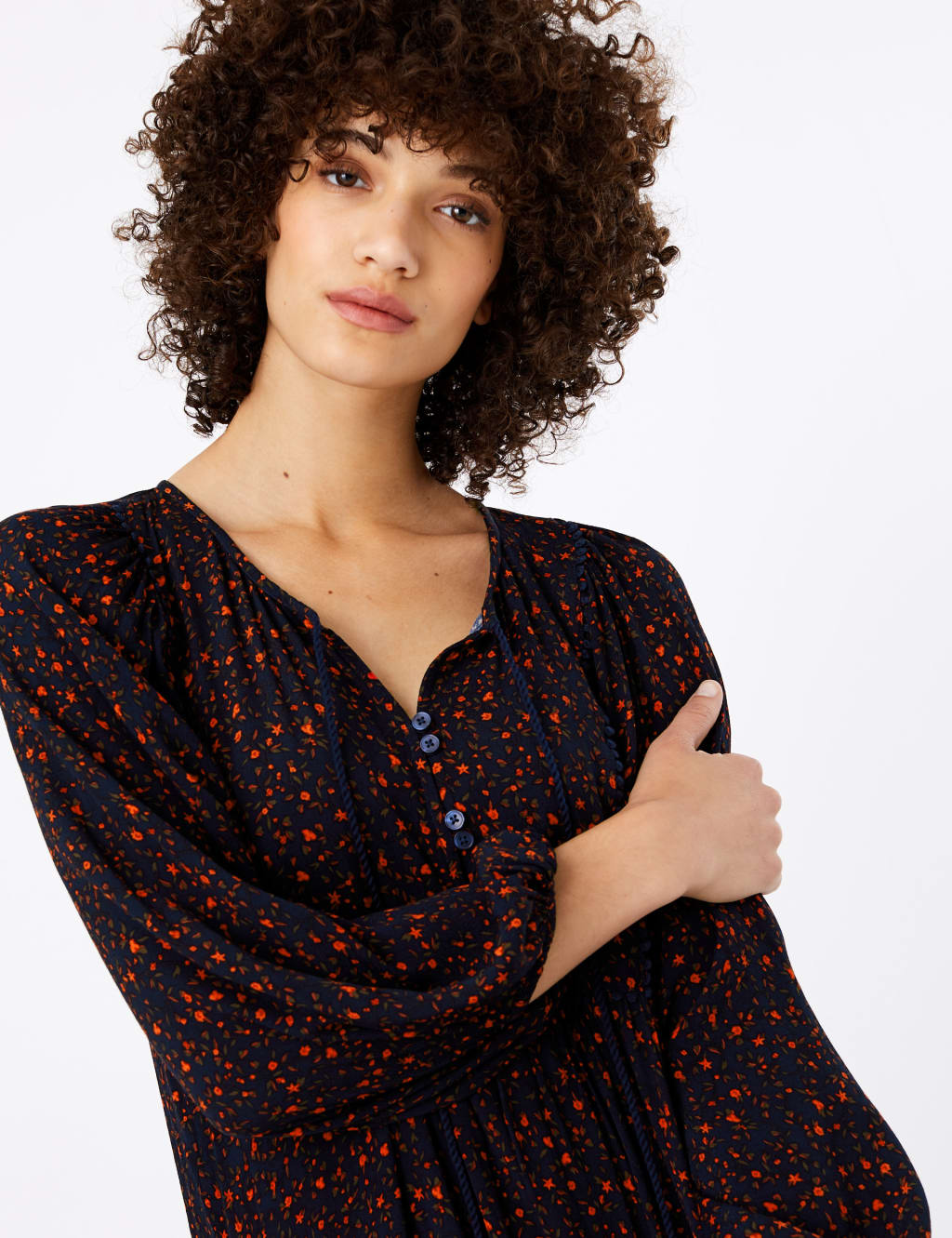 Ditsy Print Relaxed Midi Dress 3 of 5