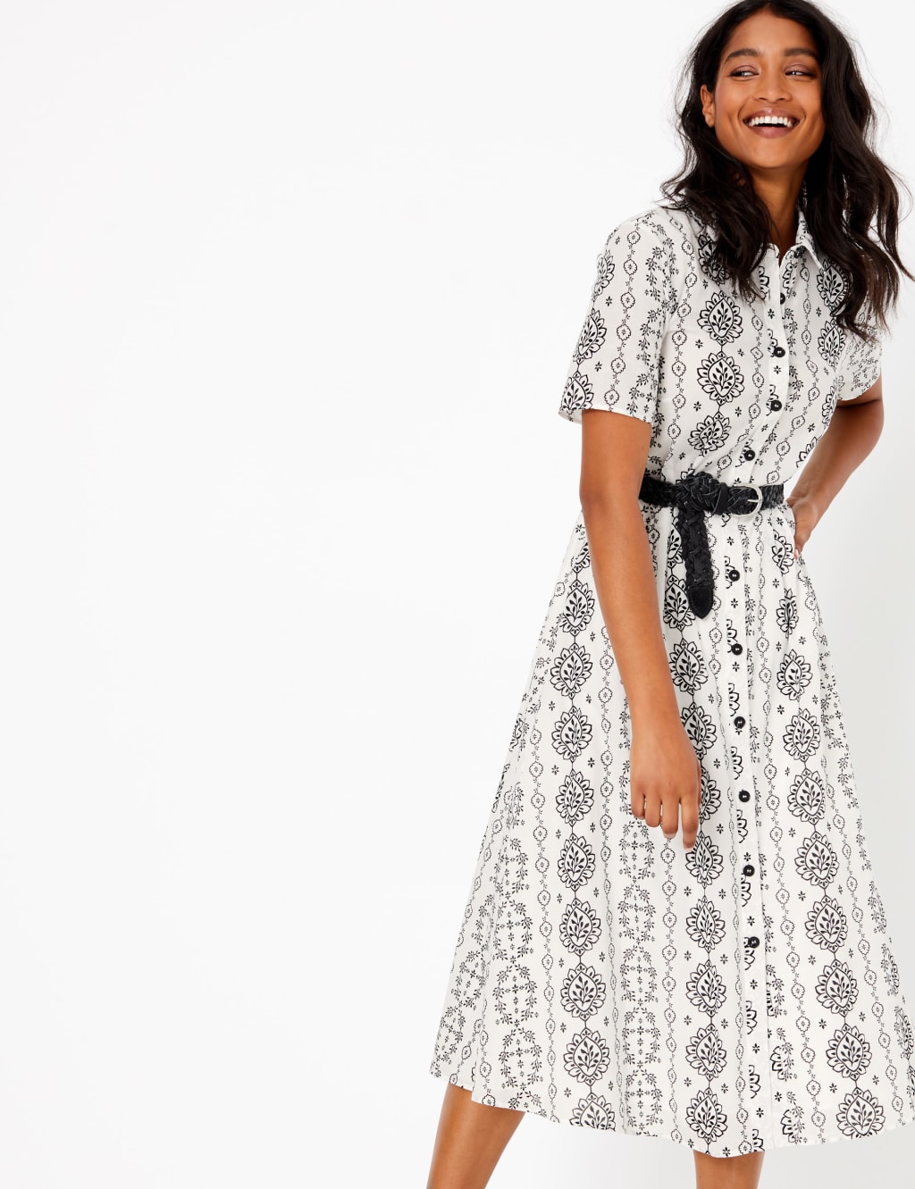 Printed Shirt Midi Dress 3 of 6
