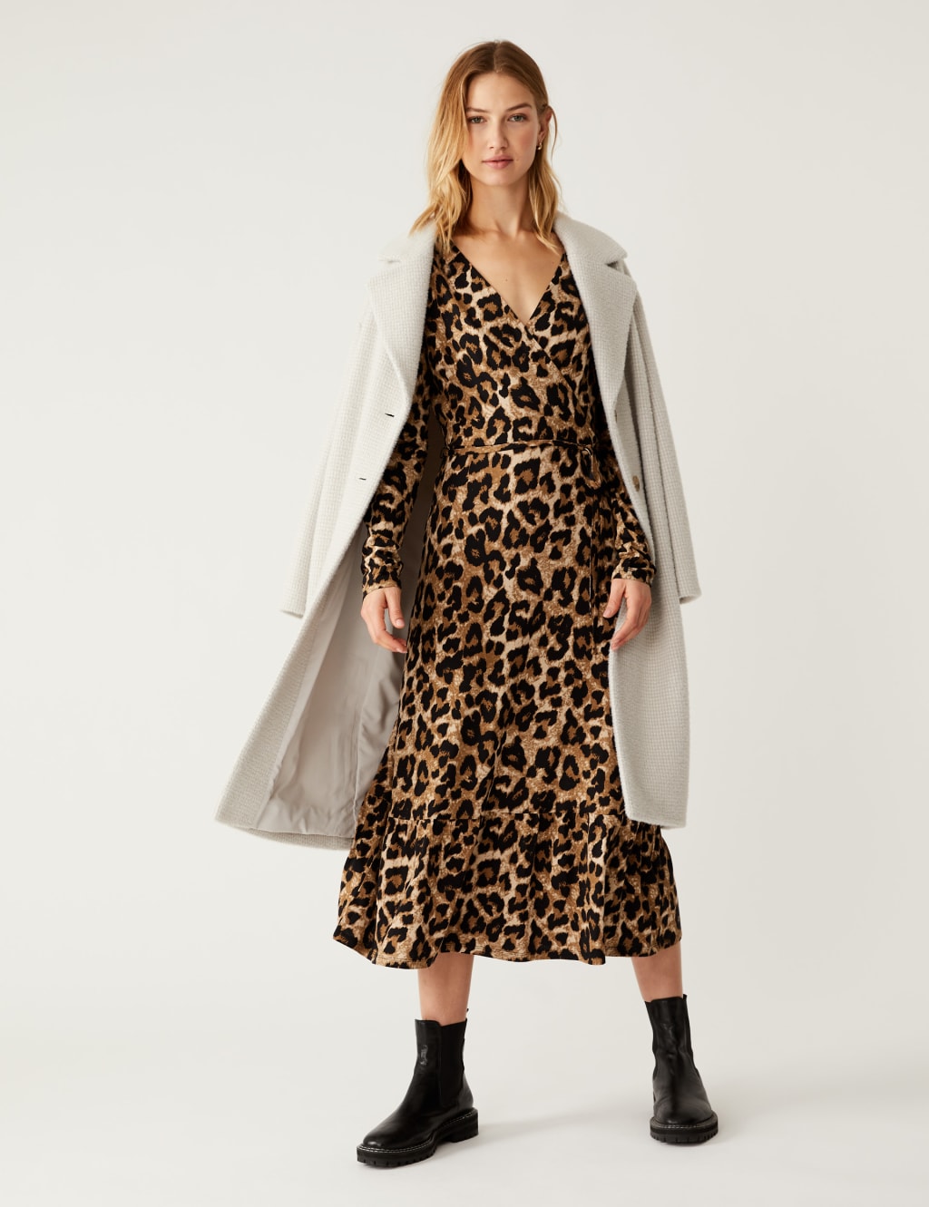 Jersey Printed Wrap Midi Tea Dress 3 of 5