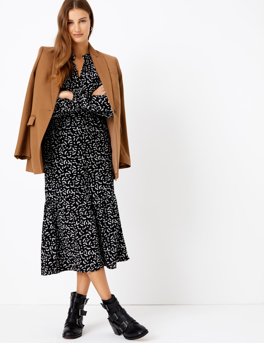 Frill Collar Waisted Midi Dress 3 of 4