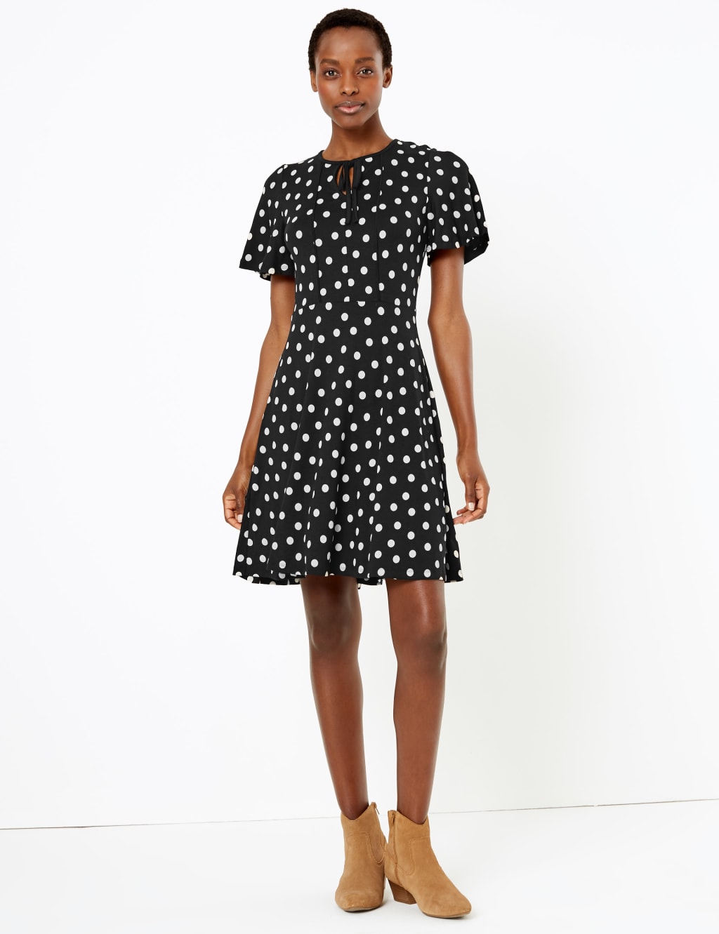 Polka Dot Fit & Flare Mini Dress 3 of 4