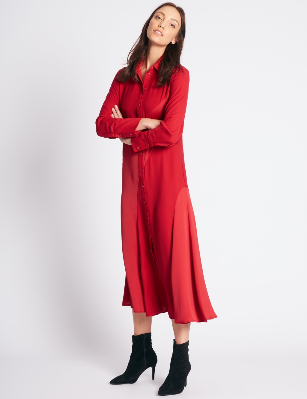 Longline Long Sleeve Shirt Dress M S Collection M S