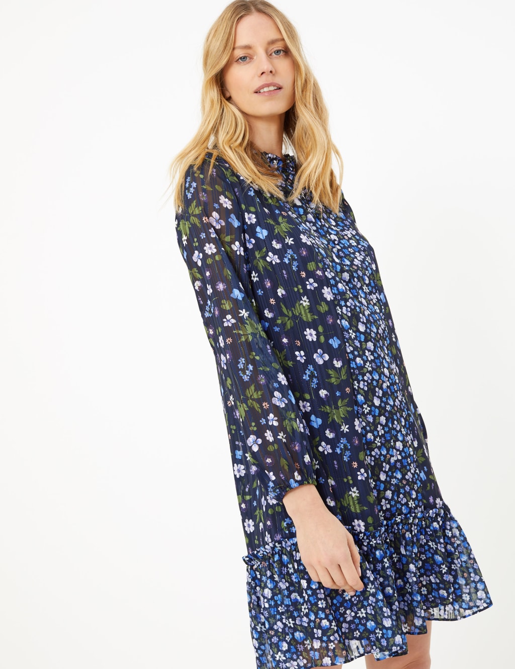 Chiffon Floral Mini Swing Dress 1 of 6