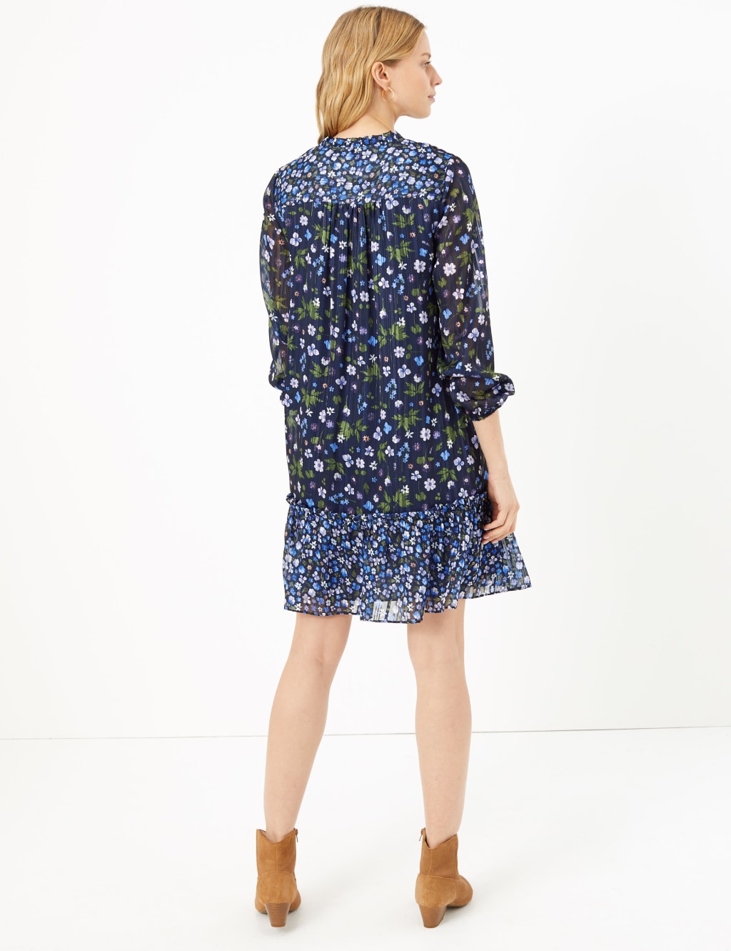 Chiffon Floral Mini Swing Dress 4 of 6