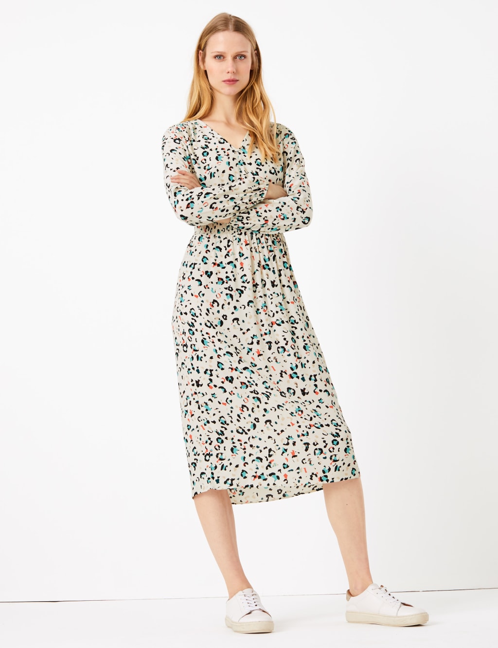 M&s animal print midi dress store