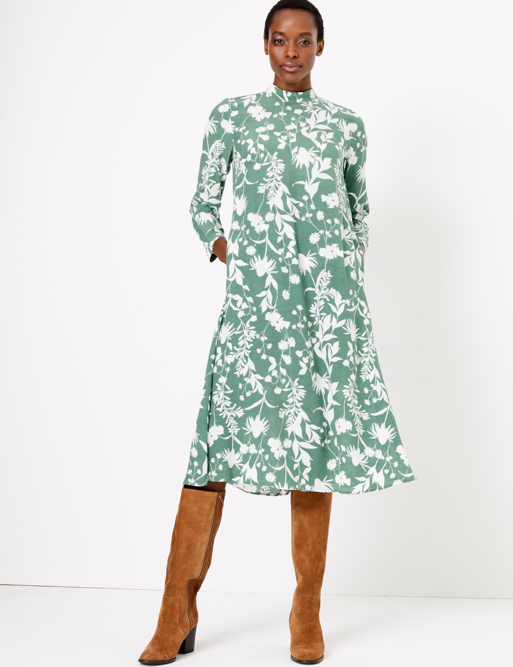 Floral Relaxed Midi Dress M S Collection M S