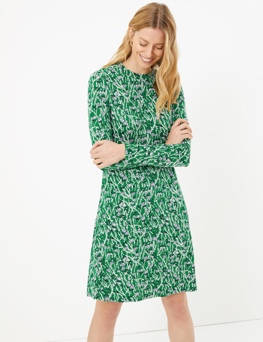 Jersey Ditsy Floral Print Swing Dress M S Collection M S