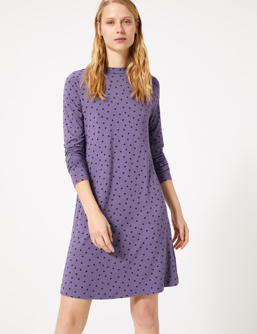 Jersey Polka Dot Swing Dress M S Collection M S
