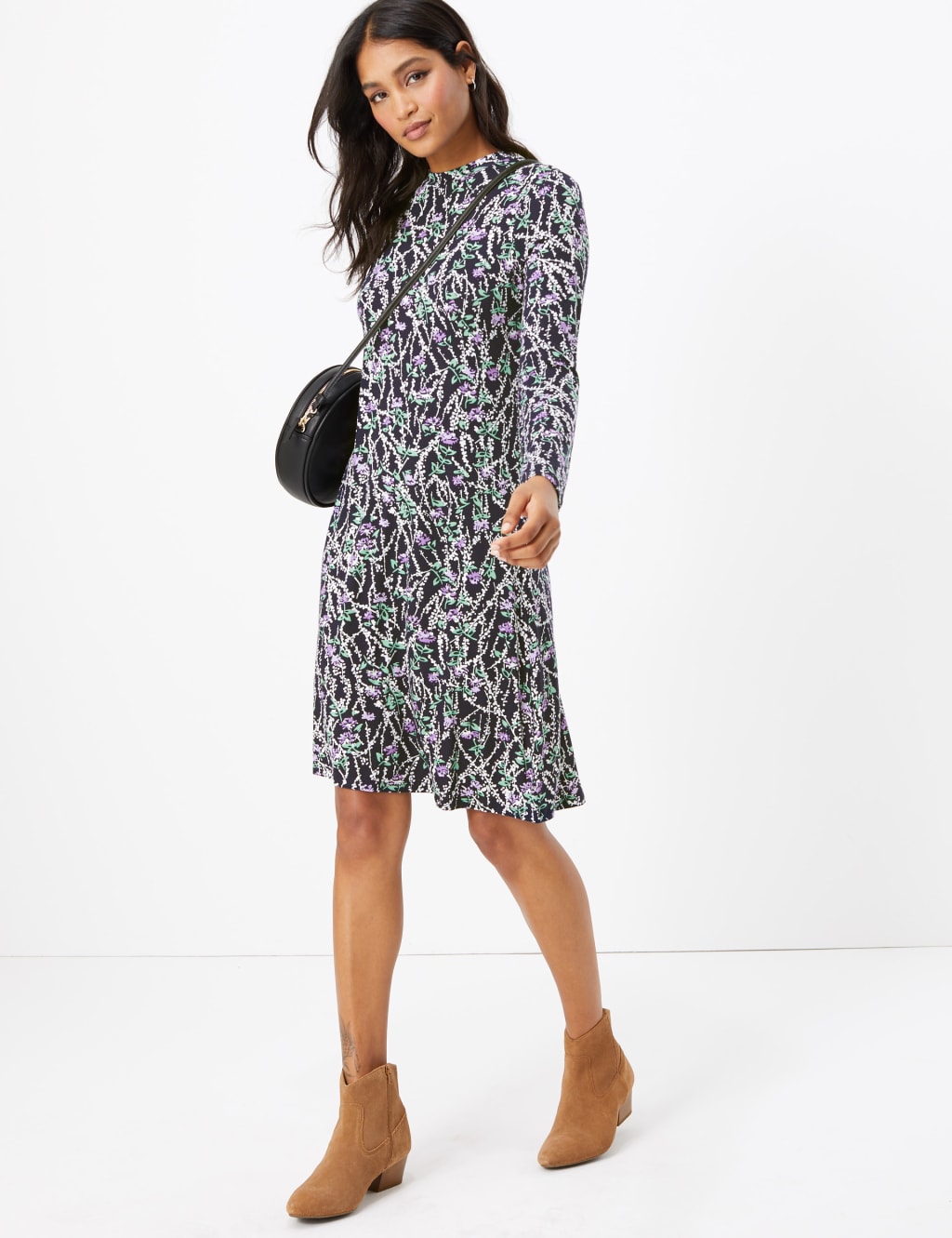 Jersey Floral Print Swing Dress M S Collection M S