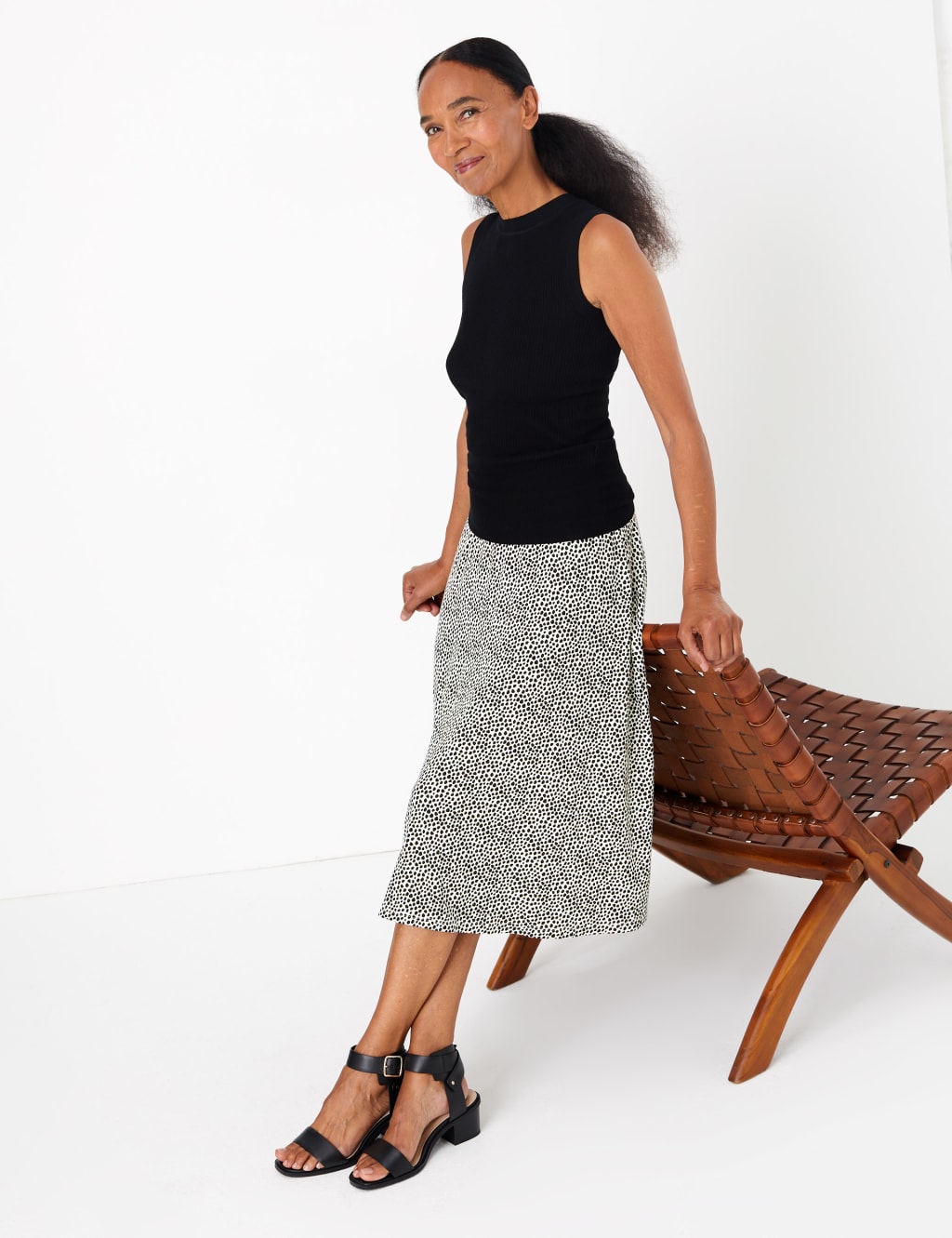 Jersey Spot Print Midi Skirt 1 of 4