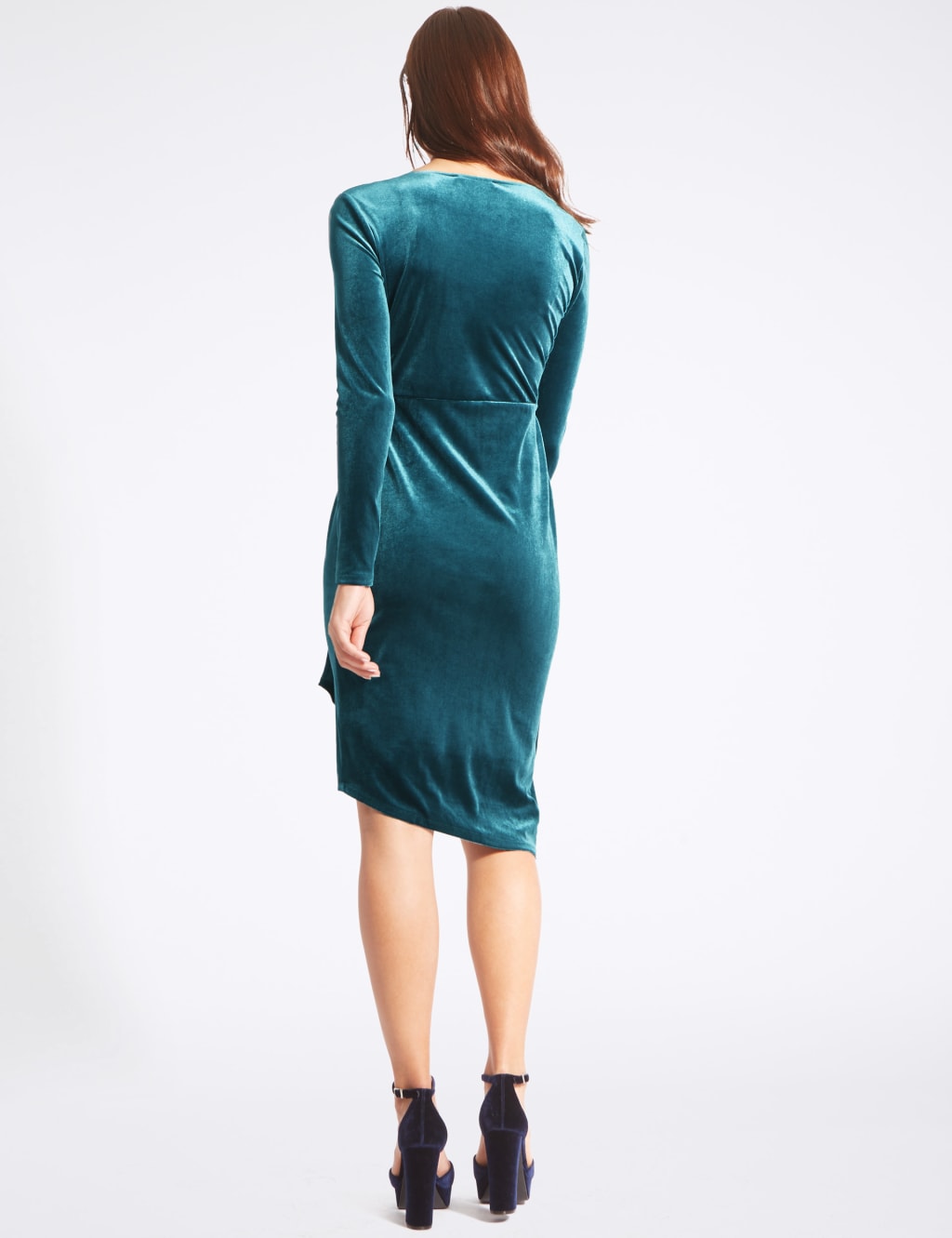 Velvet Drape Waist Bodycon Midi Dress 4 of 4
