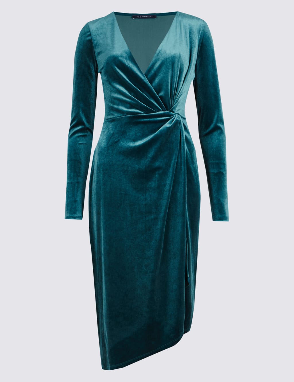 Velvet Drape Waist Bodycon Midi Dress 2 of 4