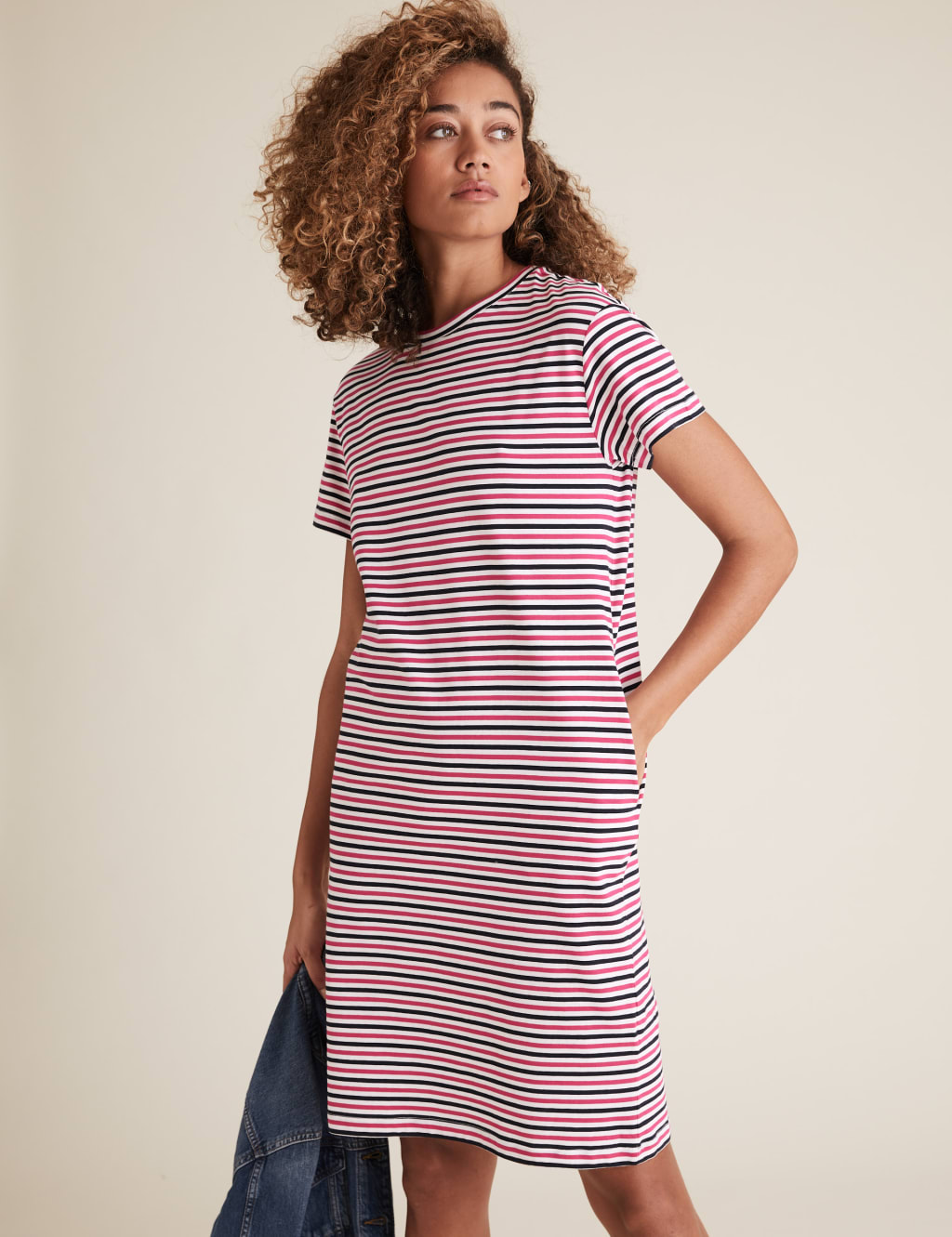 Pure Cotton Striped Mini T Shirt Dress M S Collection M S
