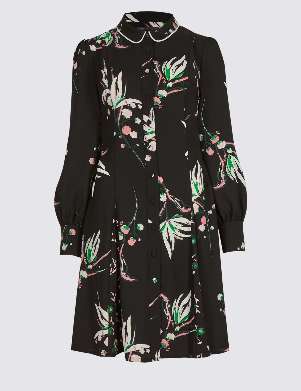 Printed Long Sleeve Shirt Dress 2 of 4