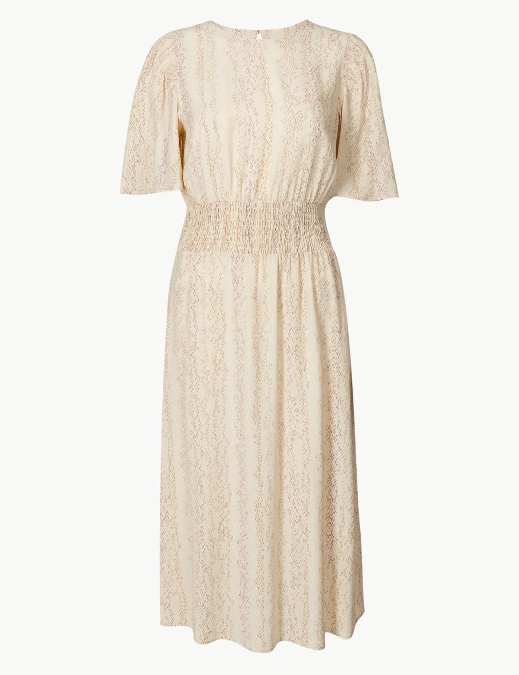 Shirred Shoulder Waisted Midi Dress 2 of 4
