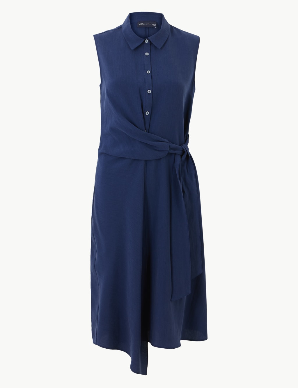 Side Tie Sleeveless Shirt Midi Dress 2 of 4