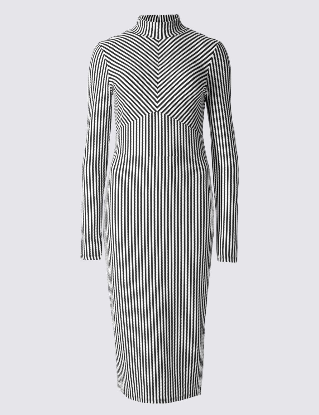 Striped Long Sleeve Bodycon Dress 2 of 4