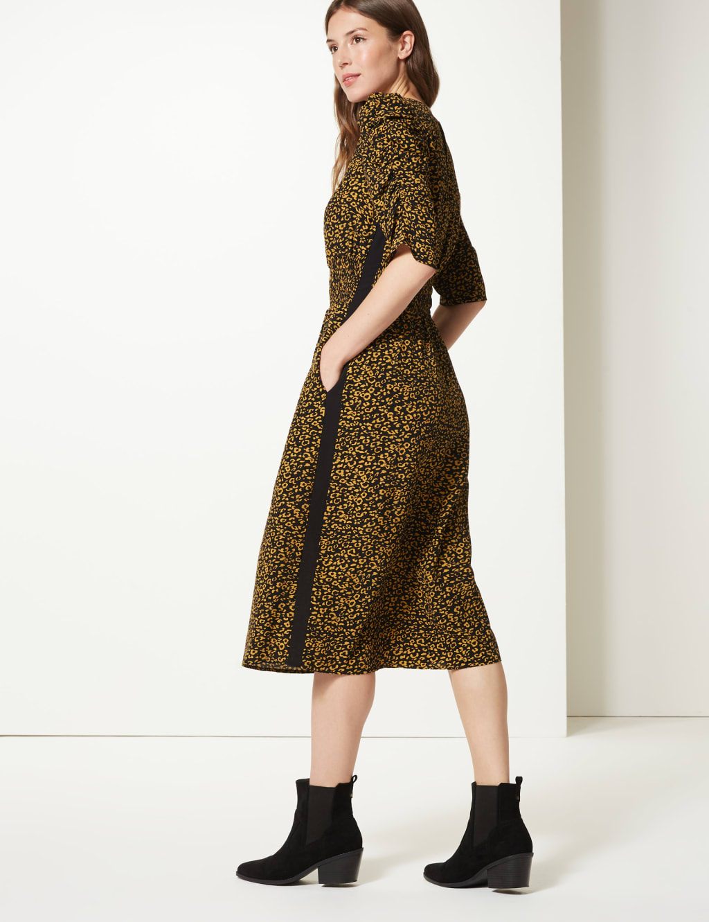 M and s animal print midi dress 2025