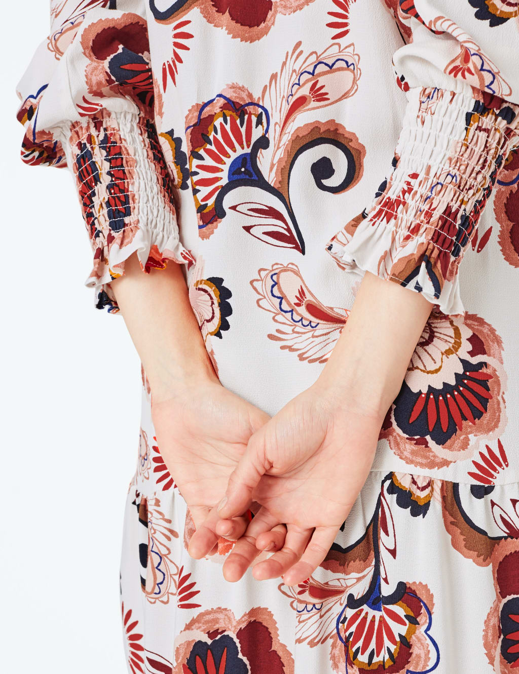 Printed Shirred Cuff Relaxed Dress 7 of 8