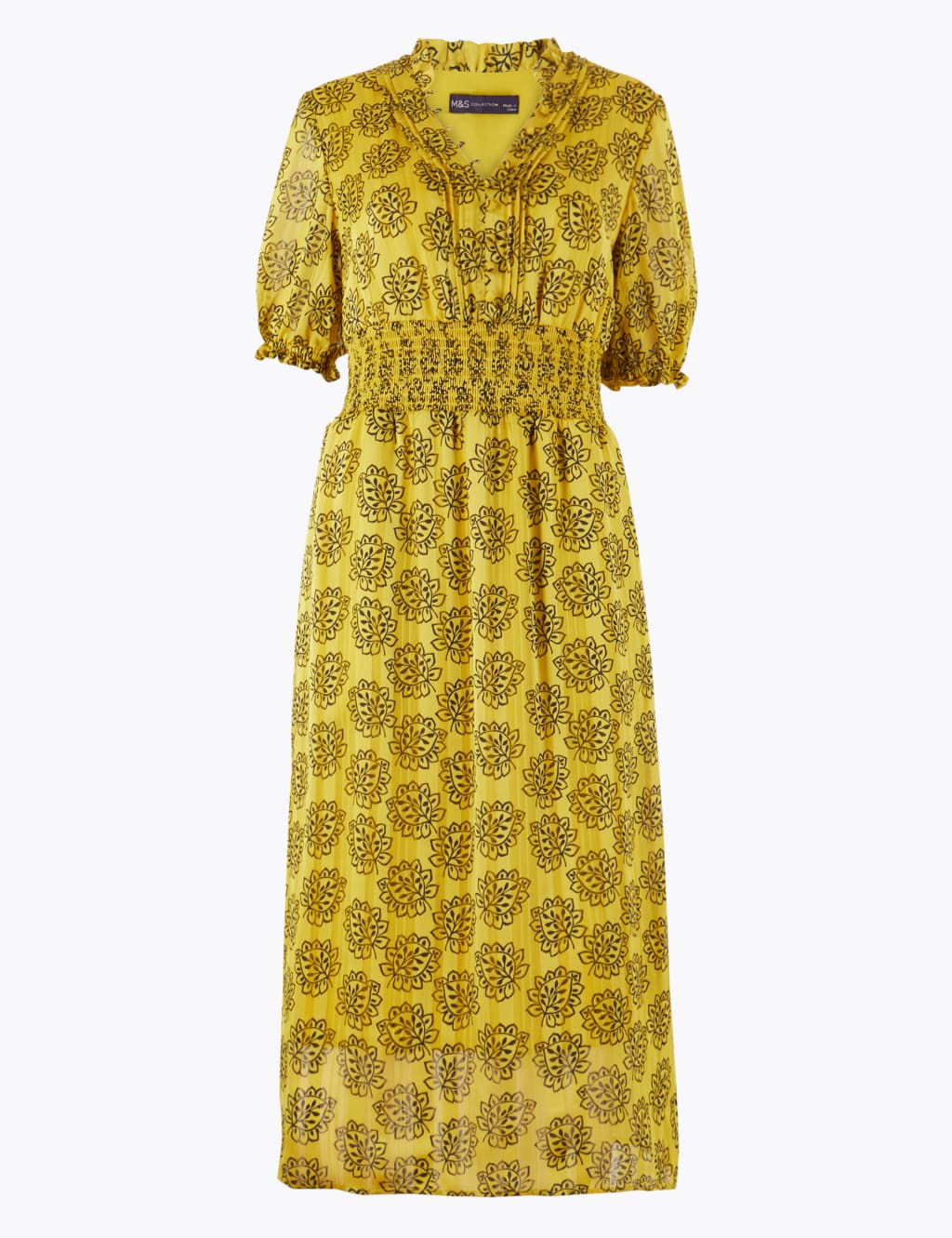 Leaf Print Shirred Waisted Dress 2 of 4