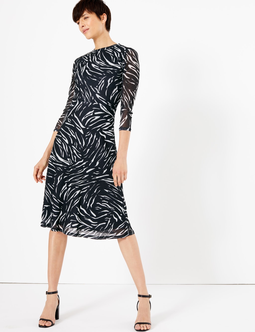 Animal Print Jersey Waisted Midi Dress M S Collection M S