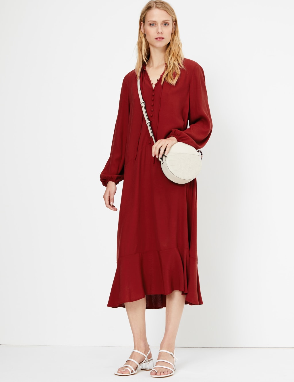 Button Detailed Relaxed Midi Dress 3 of 5