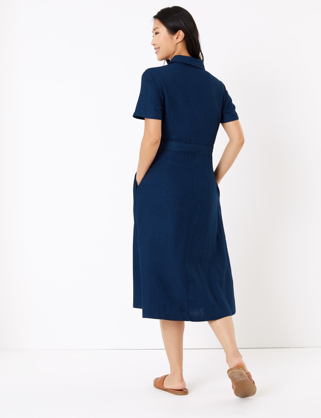 Cotton Belted Midi Shirt Dress 4 of 4