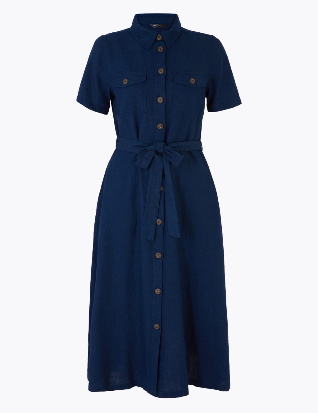 Cotton Belted Midi Shirt Dress 2 of 4