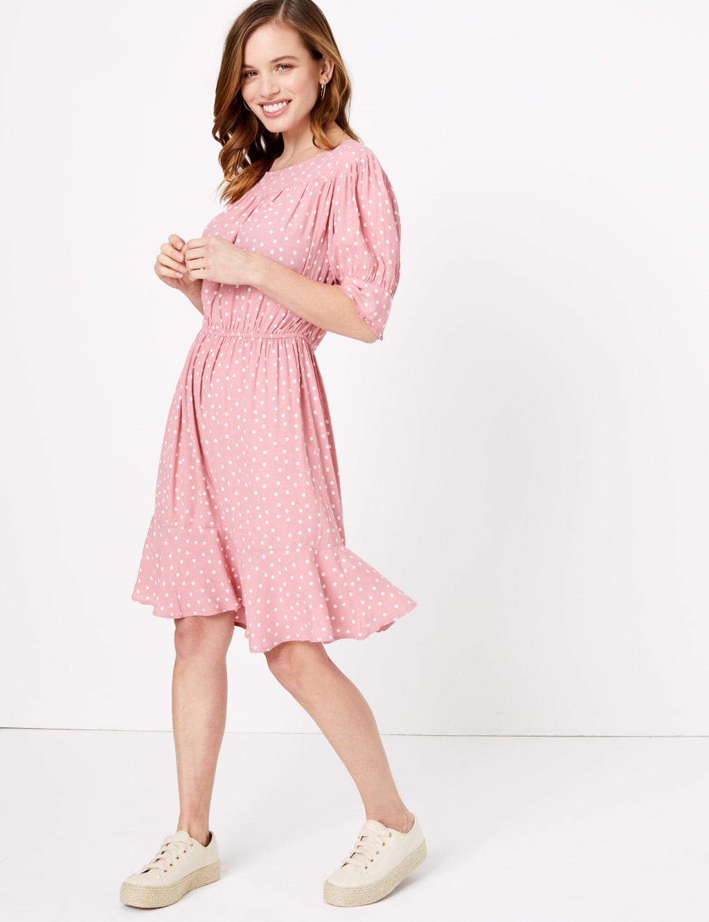 Petite polka dot dress online