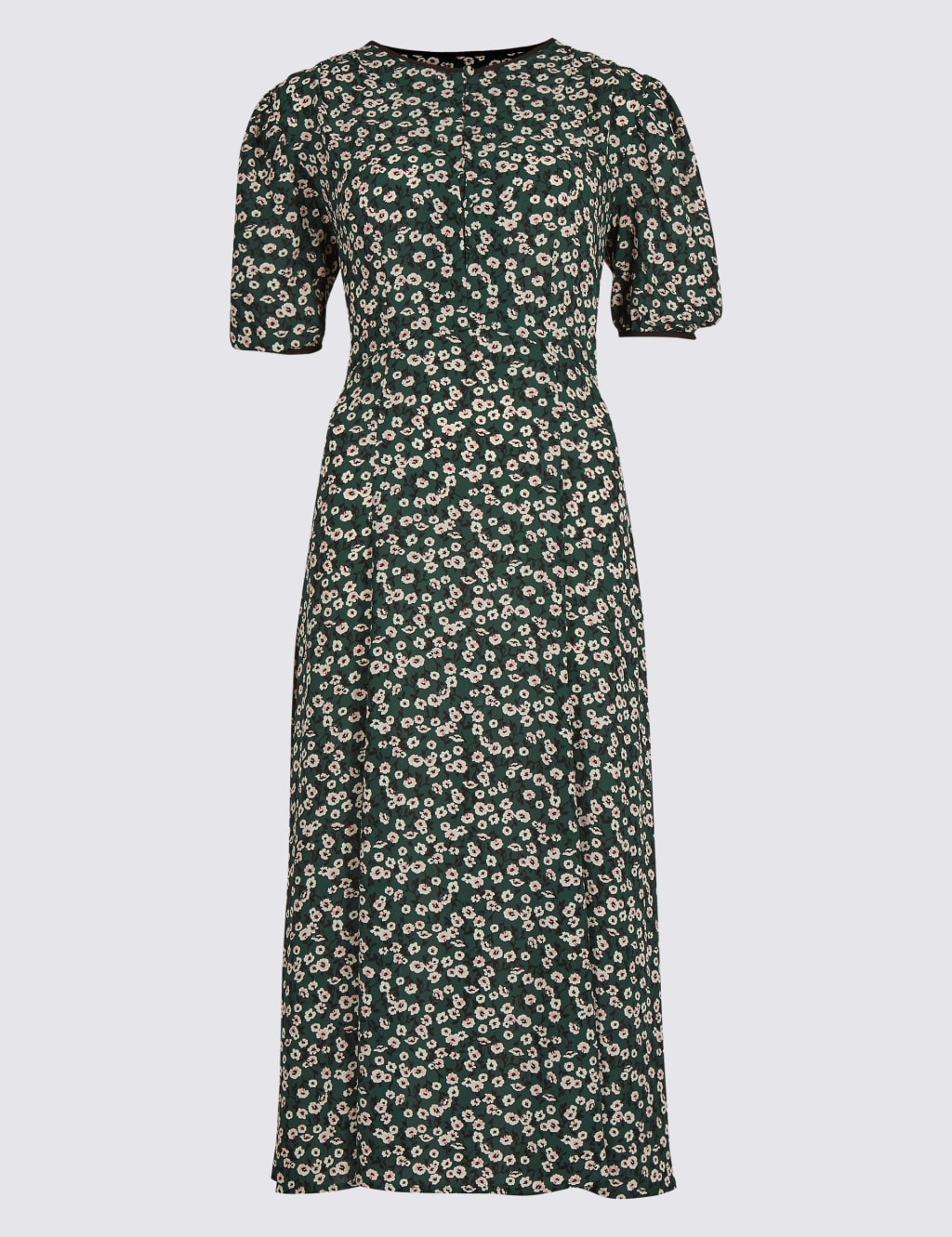 Daisy Print Short Sleeve Tea Midi Dress 2 of 4