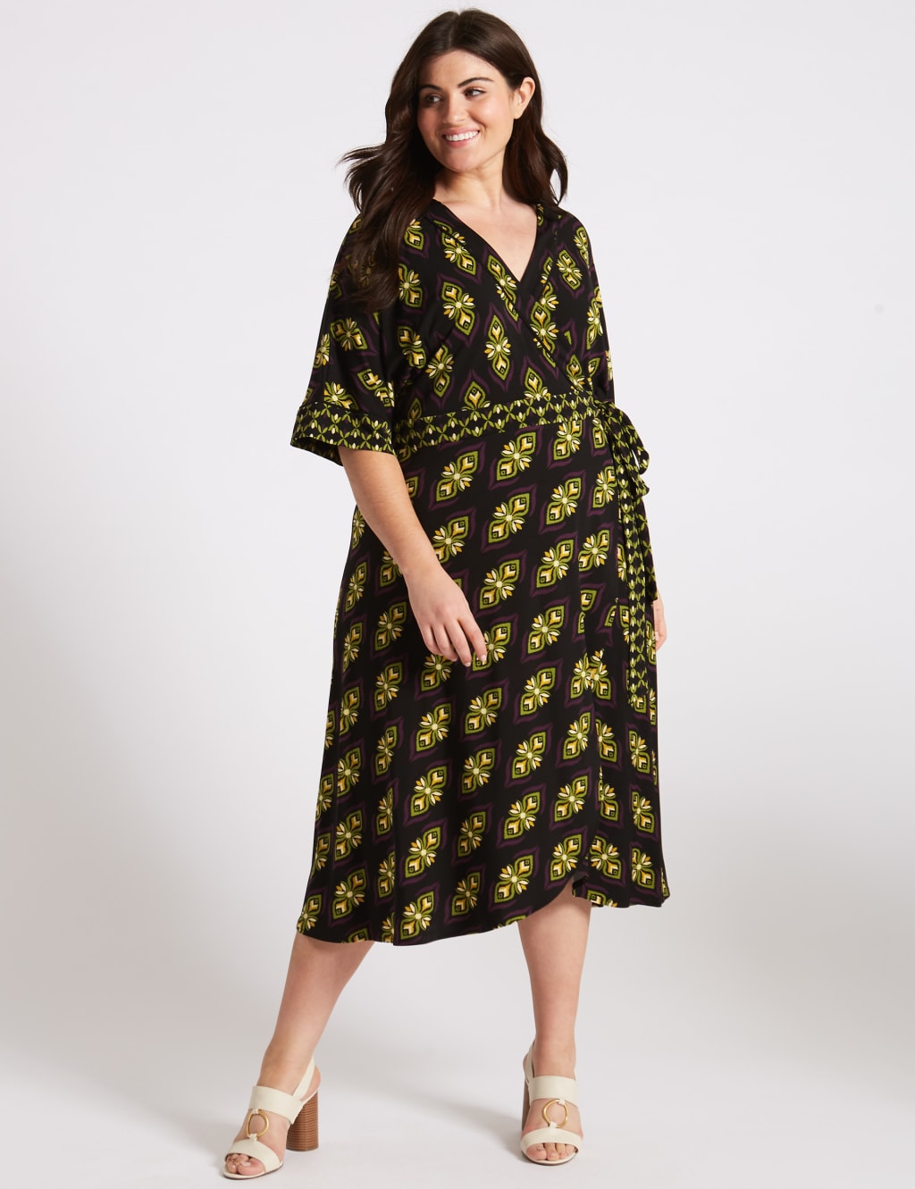 Half sleeve wrap dress outlet