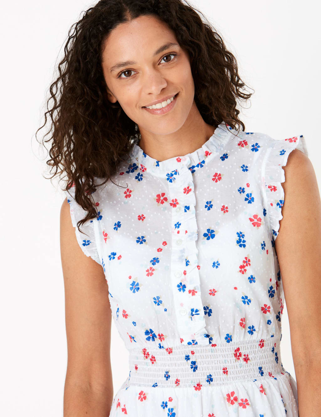 Pure Cotton Frill Detail Mini Waisted Dress 3 of 4