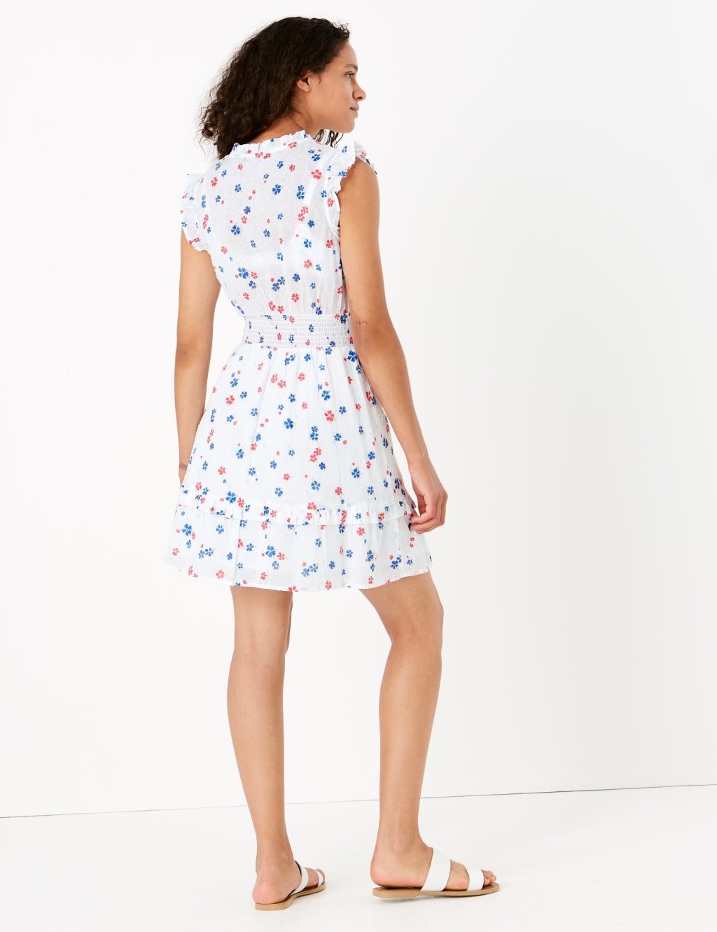 Pure Cotton Frill Detail Mini Waisted Dress 4 of 4