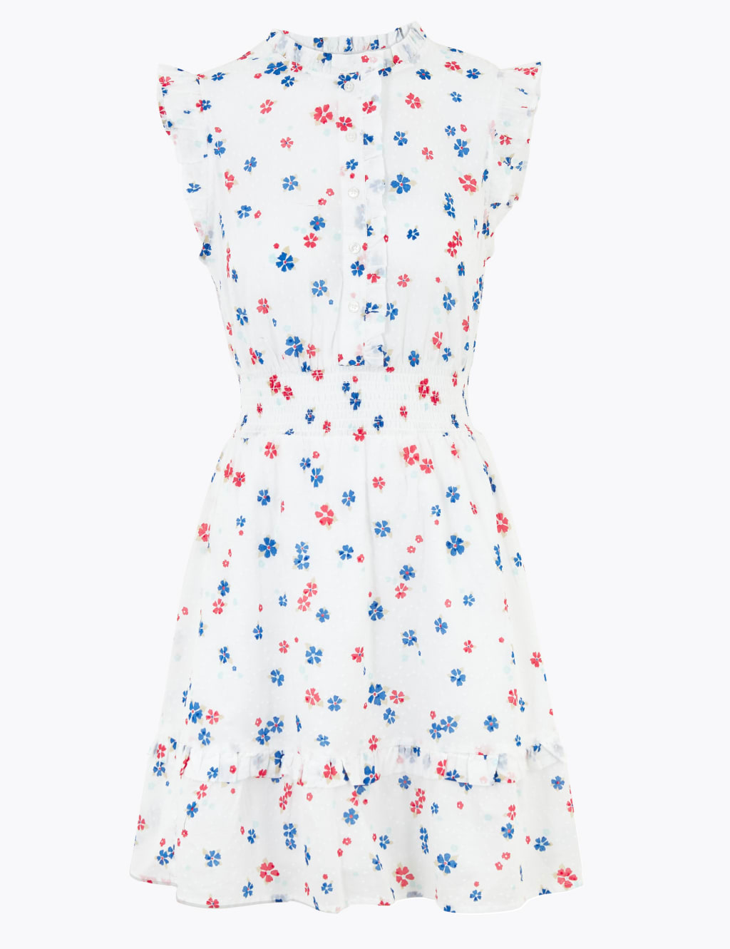 Pure Cotton Frill Detail Mini Waisted Dress 2 of 4