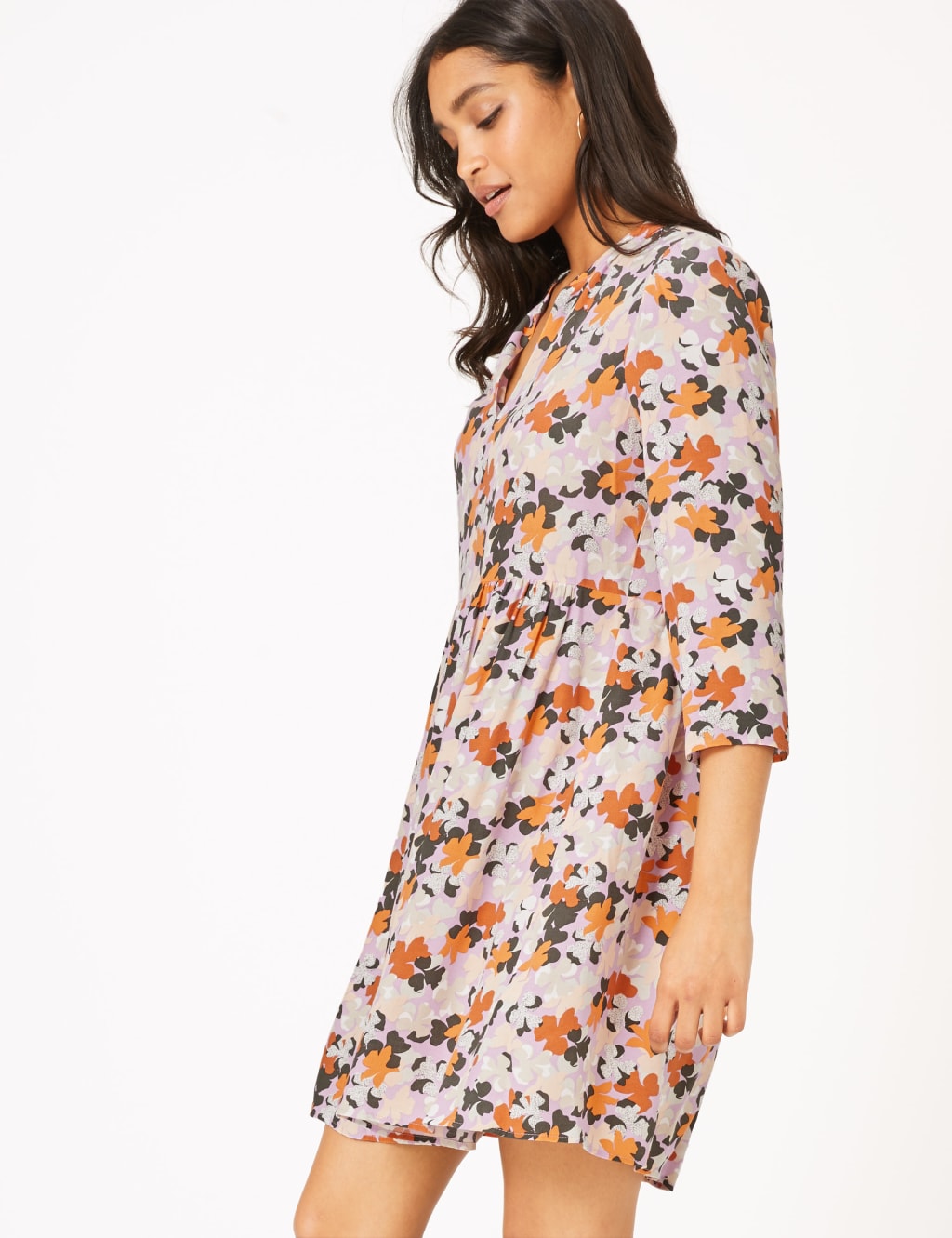 Floral V-Neck Mini Relaxed Dress 3 of 5