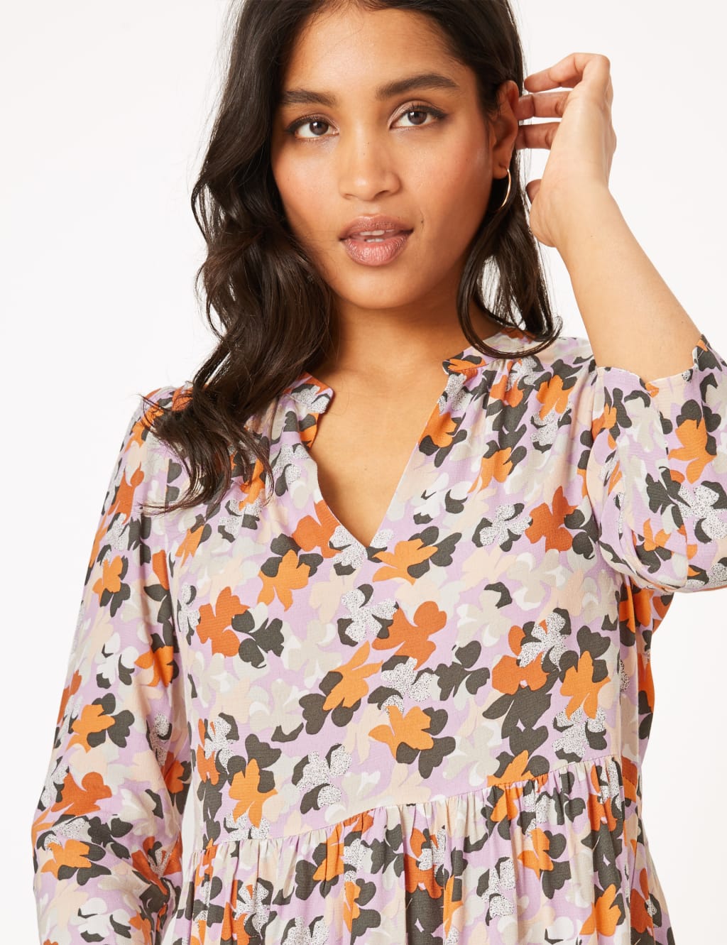 Floral V-Neck Mini Relaxed Dress 4 of 5